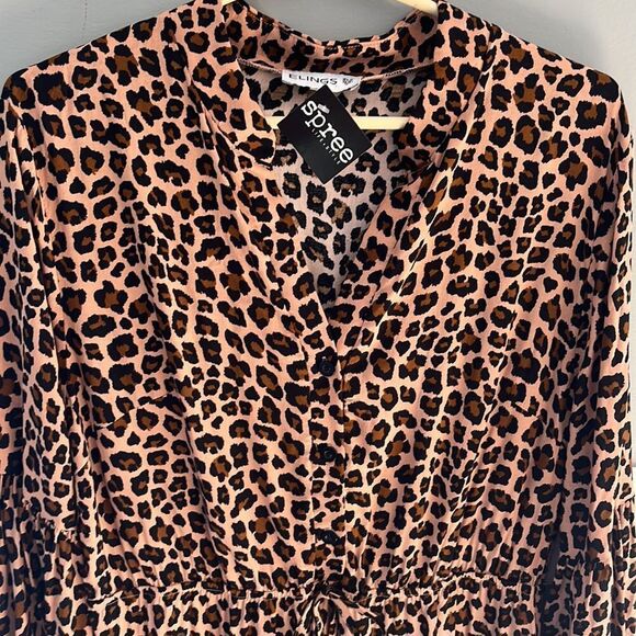 NWT Leopard Print Long Sleeve Dress Size XL - Picture 6 of 11